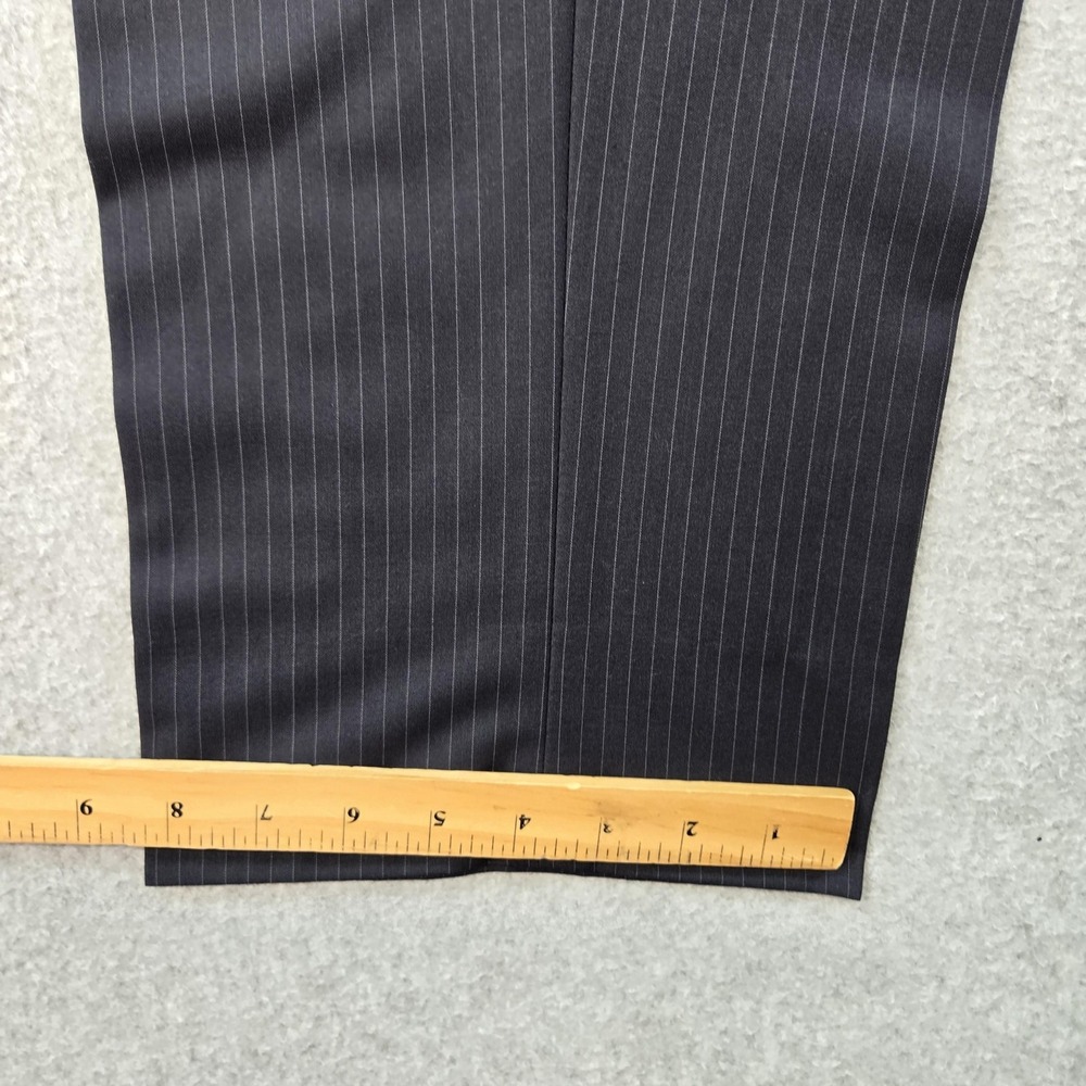 Ralph Lauren Suit Pants Mens 36x30 Black Striped Polyester Rayon Belted - Picture 5 of 10